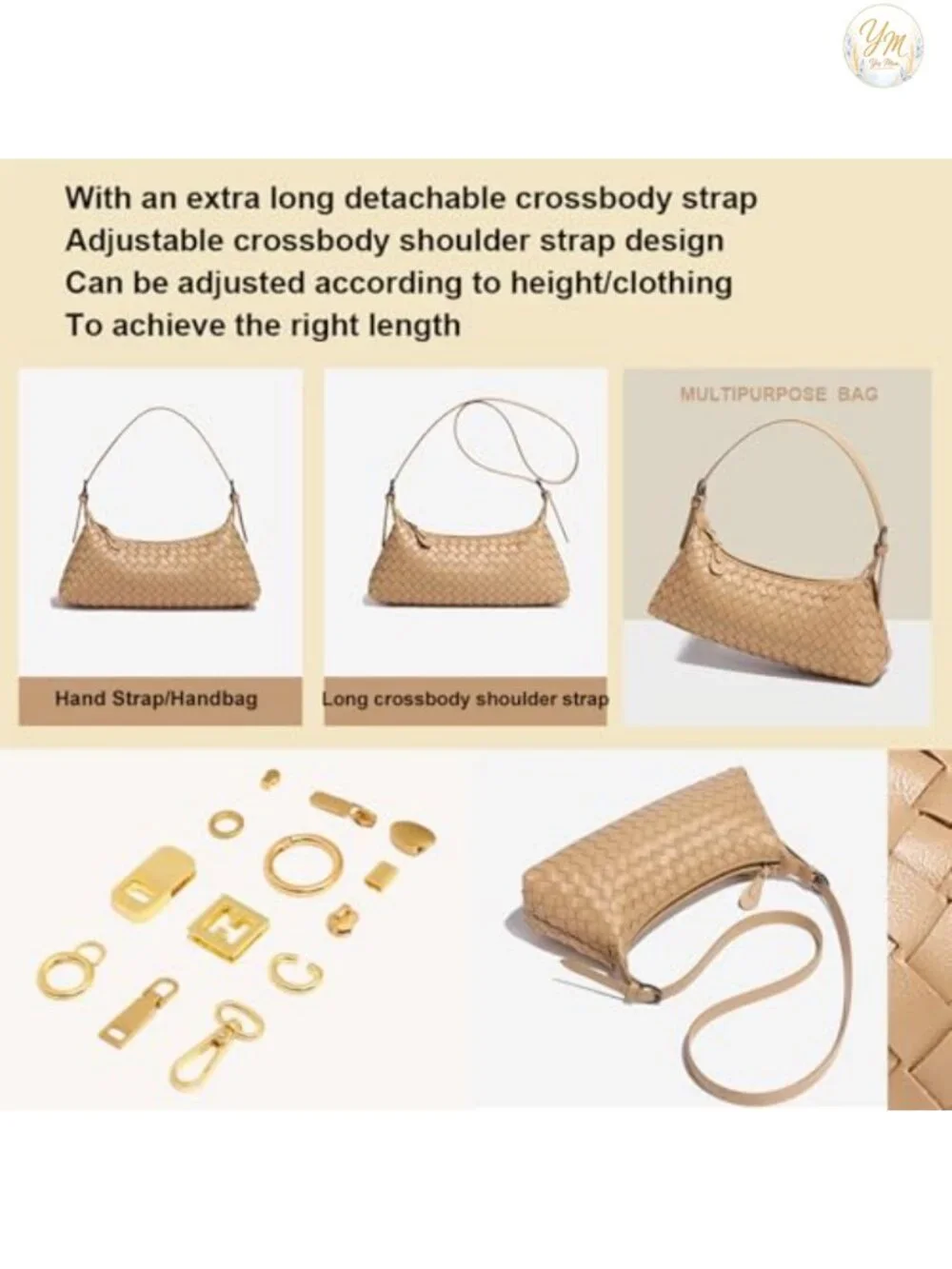 Woven Faux Leather Hobo Tote with Crossbody Strap